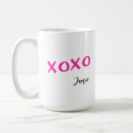 Rosa Xoxo-penseldrag anpassa namn Kaffemugg