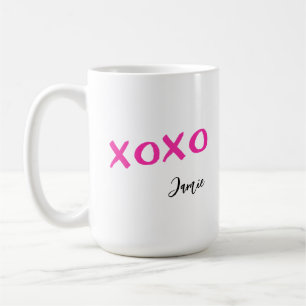 Rosa Xoxo-penseldrag anpassa namn Kaffemugg