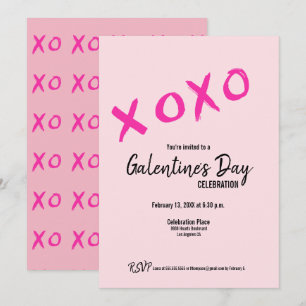 Rosa XOXO Söt Galentine's Day-firande Inbjudningar