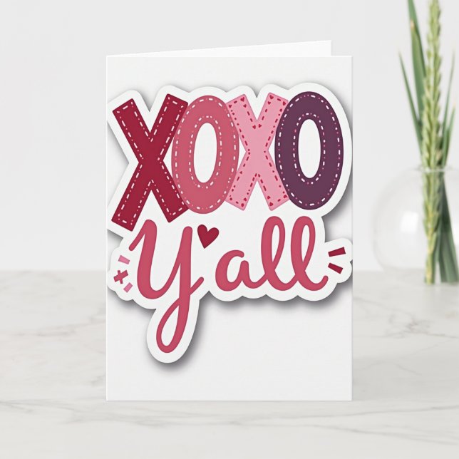Rosa Xoxo Yall Alla Hjärtans Dag-kort Kort (Framsida)