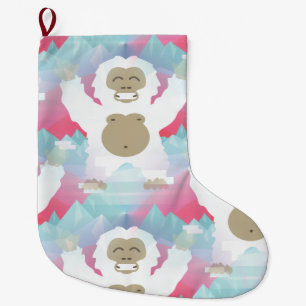 rosa yeti julafton christmas-lagerhållning stor julstrumpa