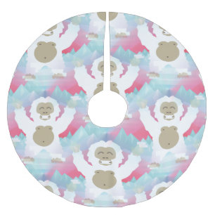 rosa yeti julafton julgran skirt julgransmatta borstad polyester