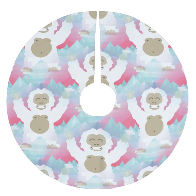 rosa yeti julafton julgran skirt julgransmatta borstad polyester (Framsidan)