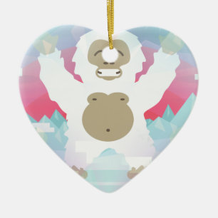 rosa yeti julgransprydnad keramik