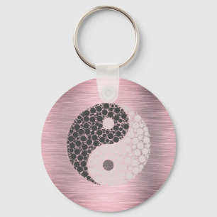 Rosa Yin Yang Nyckelring