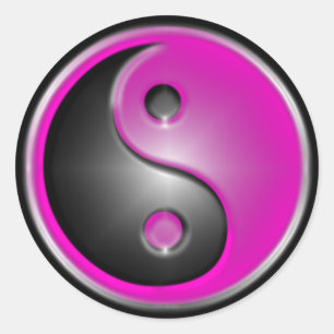 Rosa Yin & Yang Runt Klistermärke