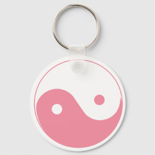 Rosa Yin-Yang Symbol Nyckelring