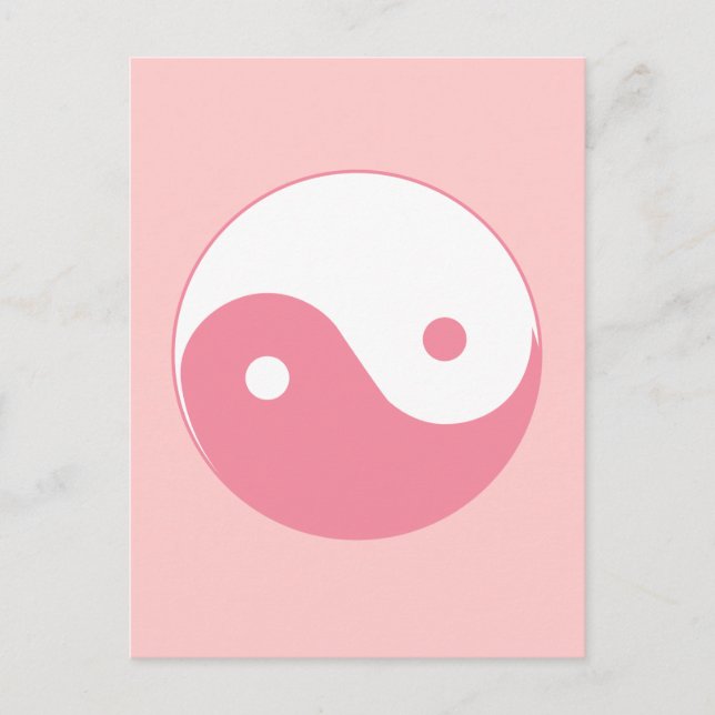 Rosa Yin-Yang Symbol Vykort (Framsida)