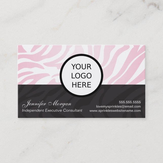 Rosa Zebra Add Logotyp Visitkort (Framsida)