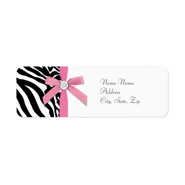 Rosa Zebra Adressetiketter Returadress Etikett (Framsidan)