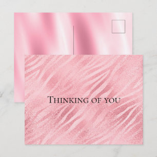 Rosa Zebra Animal Print Thinking Vykort