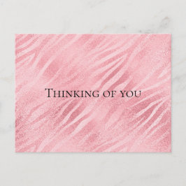 Rosa Zebra Animal Print Thinking Vykort