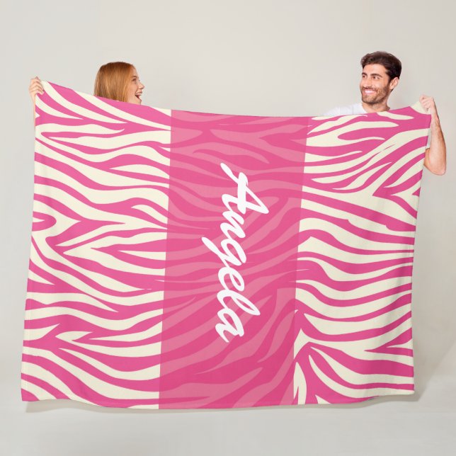 Rosa Zebra Anpassningsbar Ull Warm Mysigt Blanket Fleecefilt (På plats)