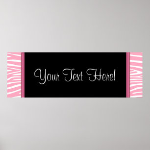 Rosa Zebra Baby Shower Banner Poster
