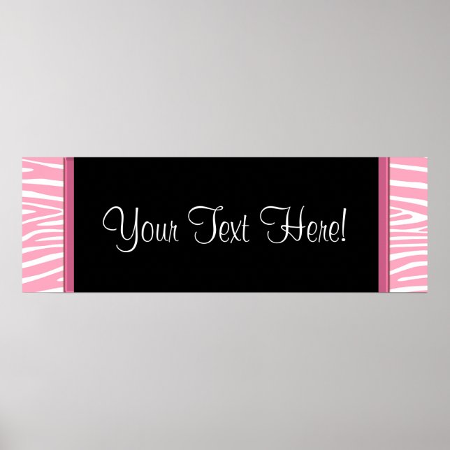 Rosa Zebra Baby Shower Banner Poster (Framsidan)
