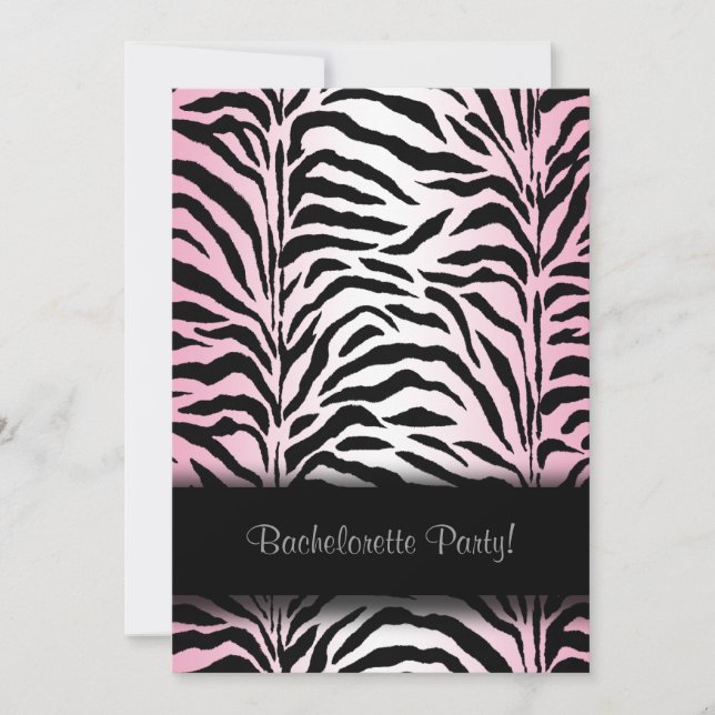Rosa Zebra Bachelorette-partiets inbjudningar (Framsida)