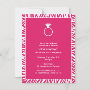 Rosa Zebra Bachelorette Party Flat Call Inbjudningar