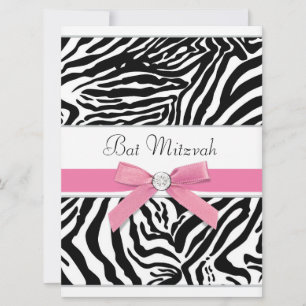 Rosa Zebra Bar Mitzvah Inbjudningar