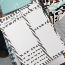 Rosa Zebra Daily Planner Notes och To Do List