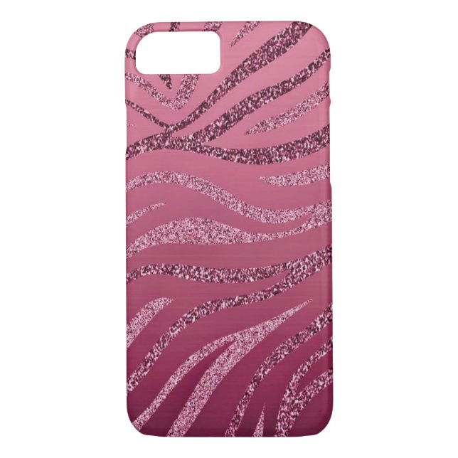 Rosa Zebra Glitter Case-Mate iPhone Skal (Baksida)