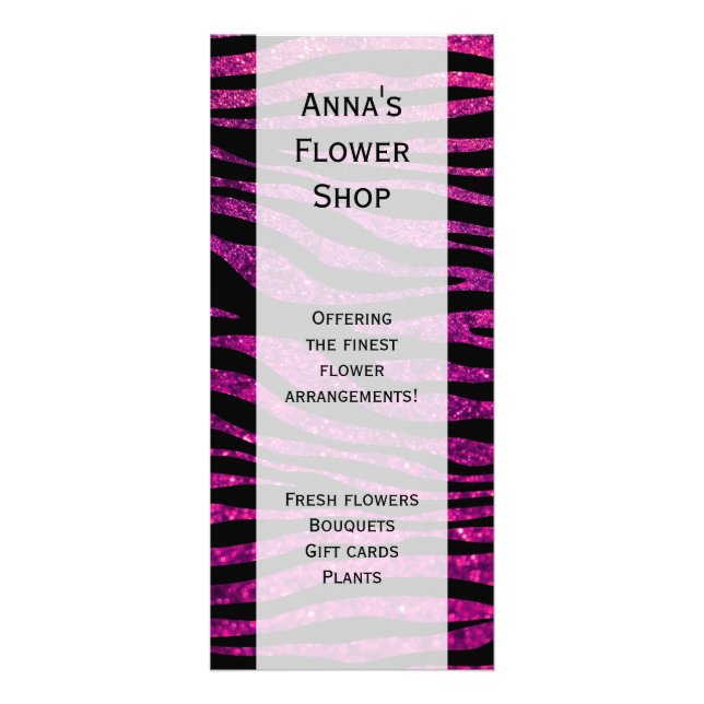 Rosa Zebra, Glitter Zebra, Zebra tryck, Rand Reklamkort (Framsidan)