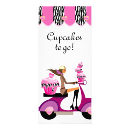 Rosa Zebra i Bakery Cuptårta Scooter Reklamkort