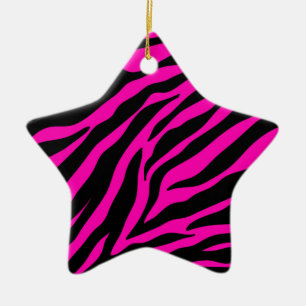 rosa zebra julgransprydnad keramik