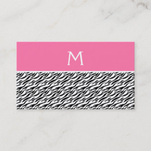 Rosa Zebra mönstrad monogram Visitkort