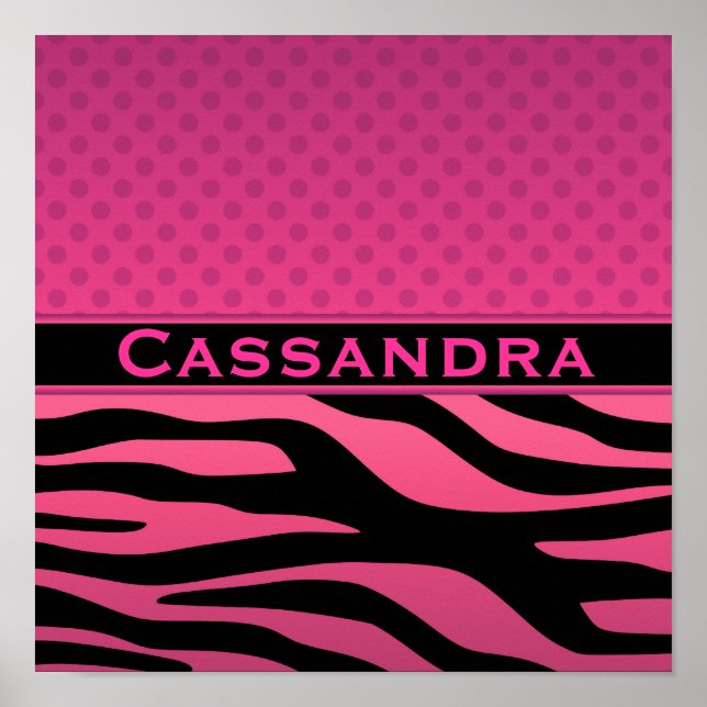 Rosa Zebra och Polka dots Poster (Framsidan)