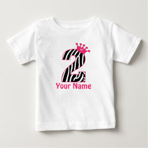 rosa Zebra Personlig Shirt 2:a födelsedag Tee