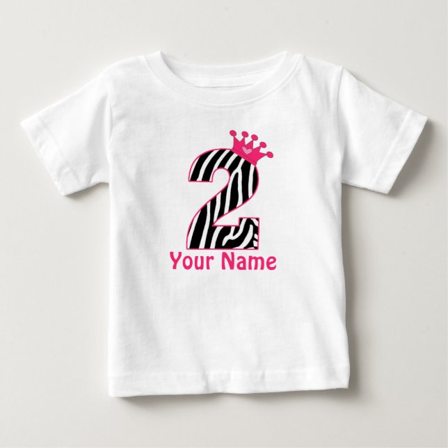 rosa Zebra Personlig Shirt 2:a födelsedag Tee (Framsida)