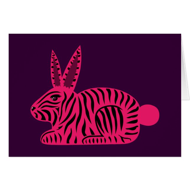 Rosa Zebra Rabbit Hälsningskort (Framsidan Horizontal)
