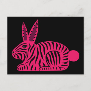 Rosa Zebra Rabbit Vykort