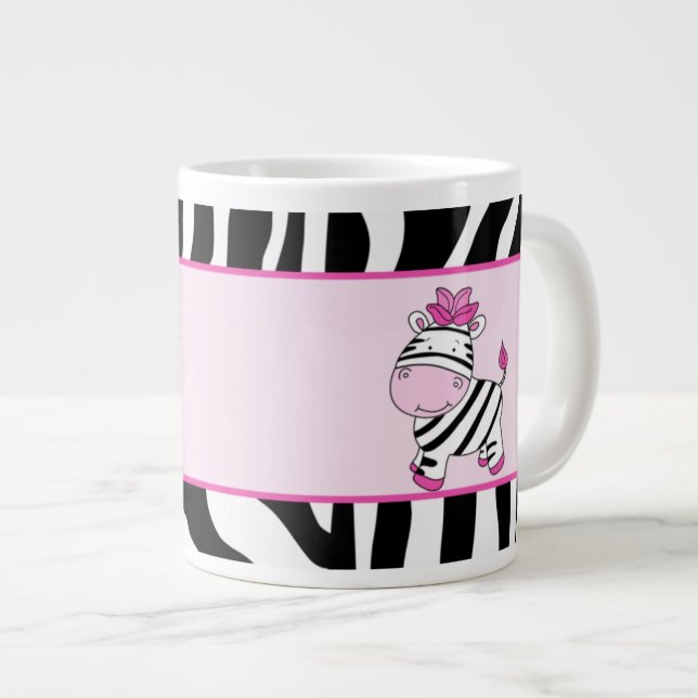 Rosa Zebra Rand 20oz Jumbo Coffee Mugg w/Zebra Jumbo Mugg (Framsida höger)