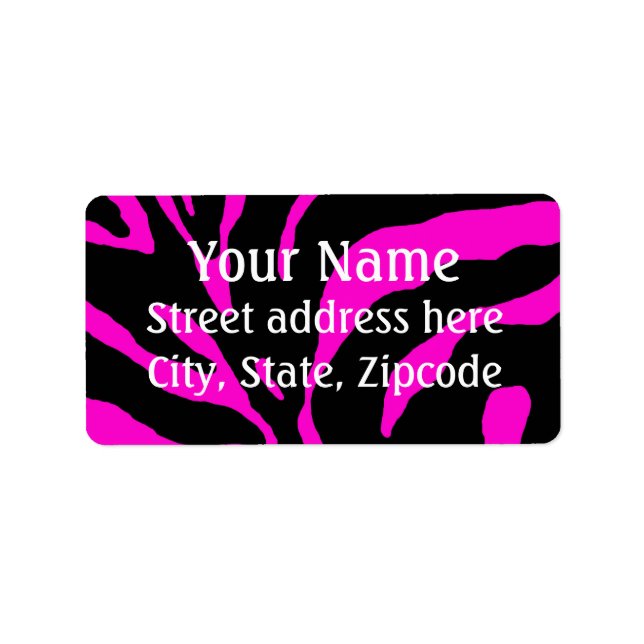 Rosa Zebra Rand Animal Print Adressetikett (Framsidan)
