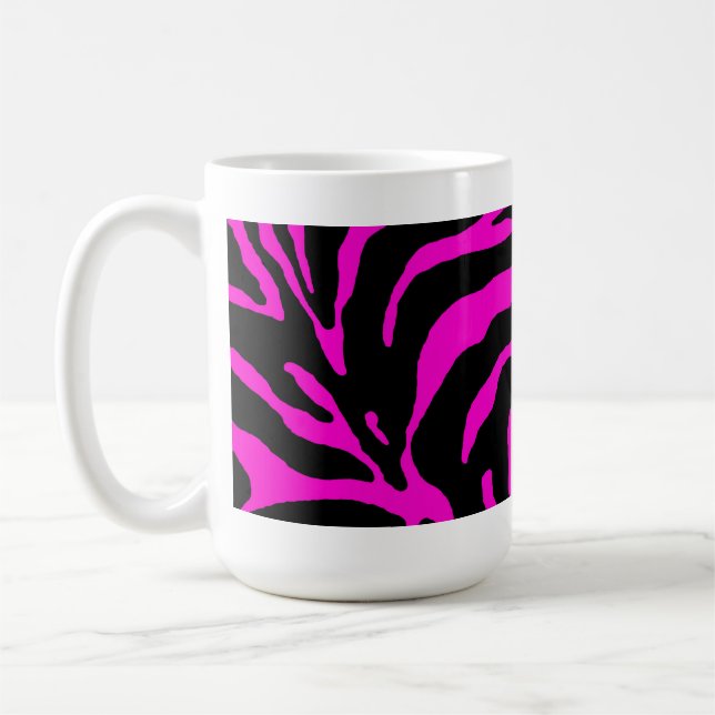 Rosa Zebra Rand Animal Print Kaffemugg (Vänster)