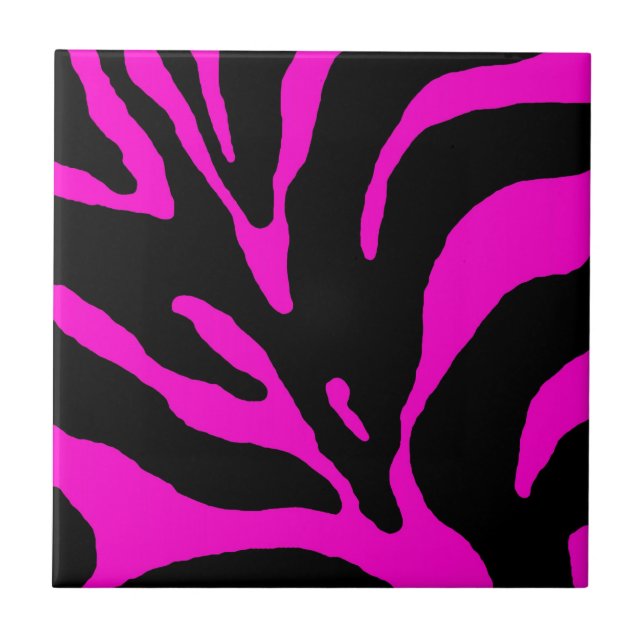 Rosa Zebra Rand Animal Print Kakelplatta (Framsidan)