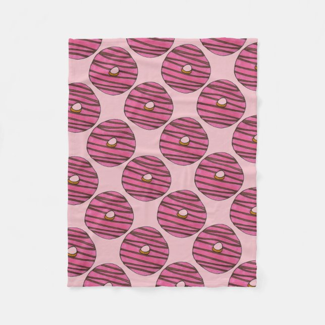 Rosa Zebra Rand Donut Doughnut Breakfast Food Fleecefilt (Framsidan)