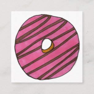 Rosa Zebra Rand Donut Doughnut Shop Breakfast Fyrkantigt Visitkort