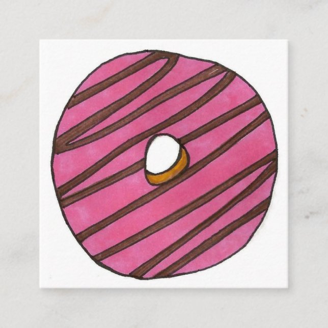 Rosa Zebra Rand Donut Doughnut Shop Breakfast Fyrkantigt Visitkort (Framsida)