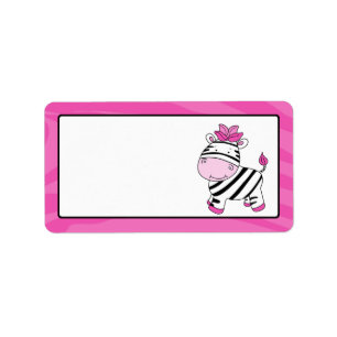 Rosa Zebra Rand Gift Märkre Label Adressetikett
