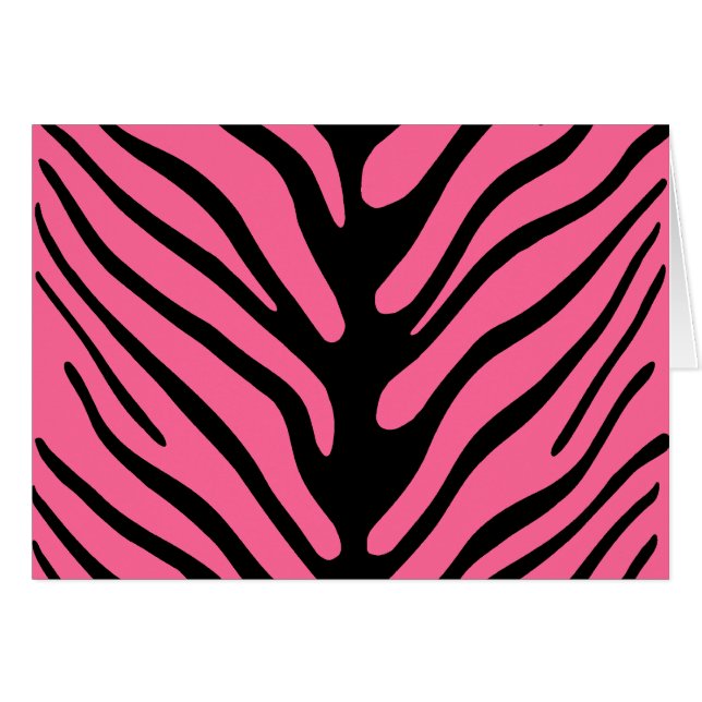 Rosa Zebra ränder Hälsningskort (Framsidan Horizontal)