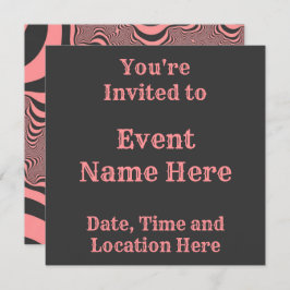 Rosa Zebra ränder Inbjudningar