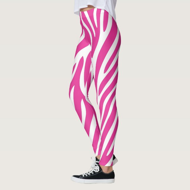 Rosa Zebra ränder Leggings (Vänster)