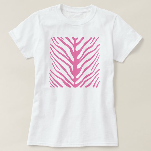 Rosa Zebra ränder Tee Shirt (Design framsida)