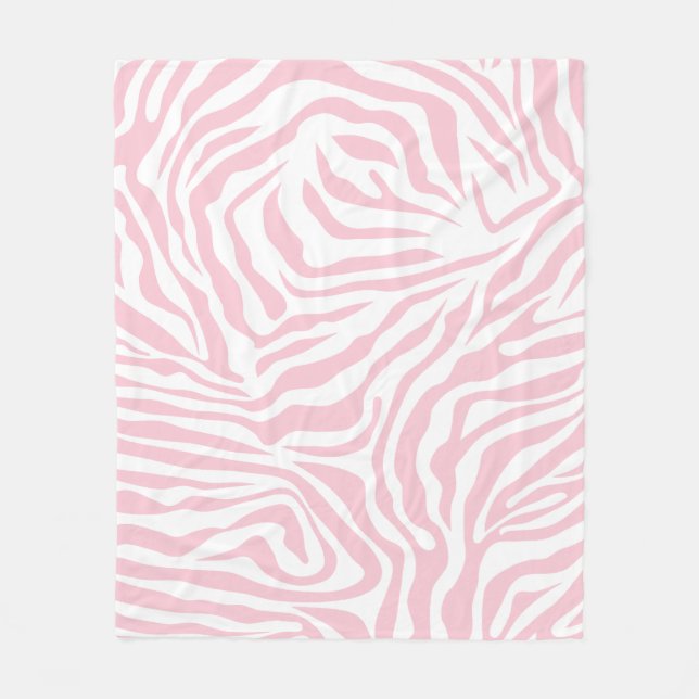 Rosa Zebra ränder Vild Djurutskrift Zebra mönstrad Fleecefilt (Framsidan)