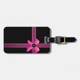 Rosa Zebra Ribbon med Rosa Bow Monogram Bagagebricka