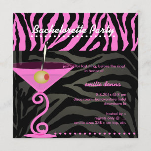 Rosa Zebra/rosa martini Möhippa Inbjudningar