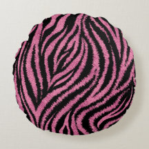 "Rosa Zebra" Round Pillow