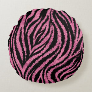 "Rosa Zebra" Round Pillow Rund Kudde
